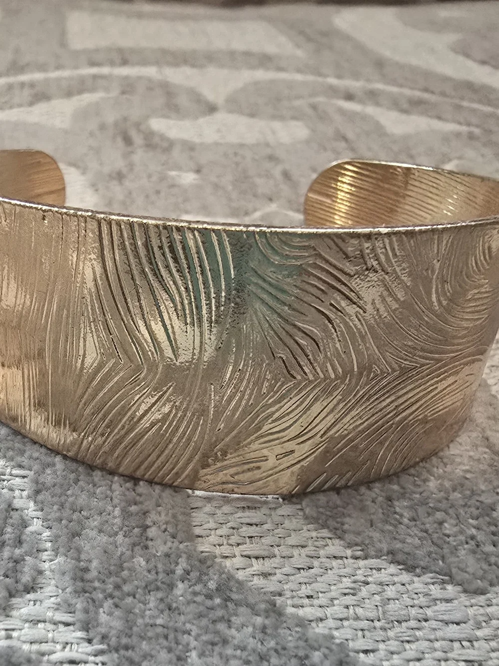 Gold Textured Cuff Bracelet - Unbranded